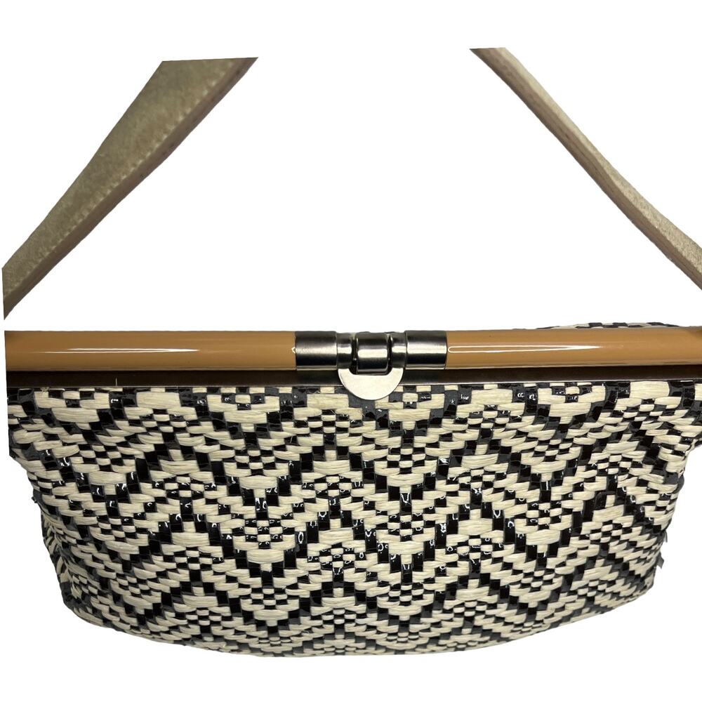 Marni Woven Frame HandBag Black Cream Resin Top Handle Italy Statement Modern - Picture 9 of 14
